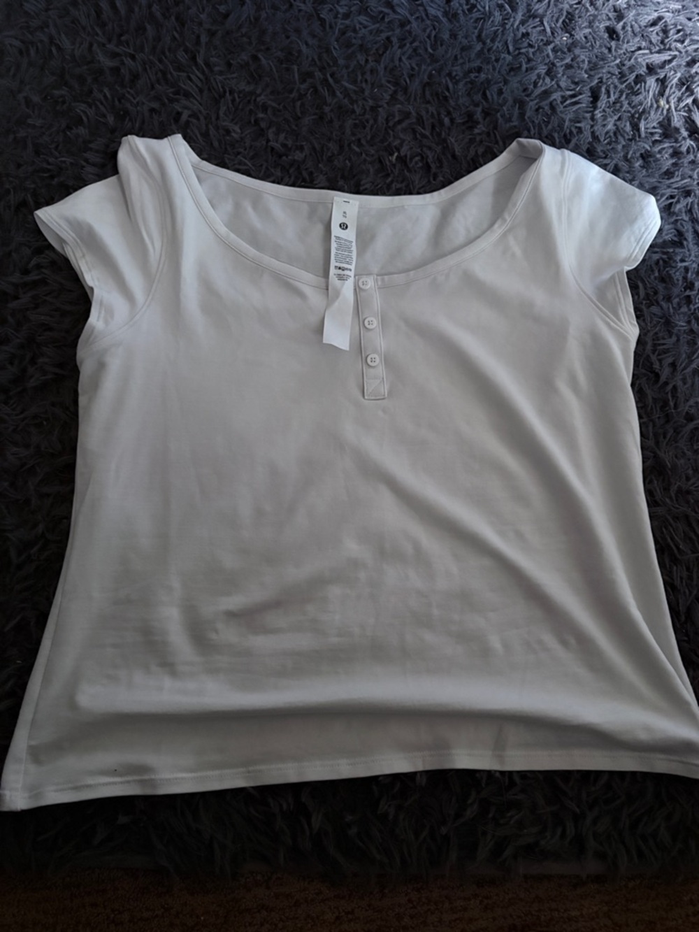 lululemon athletica White Short Sleeve Henley Scoop Tee